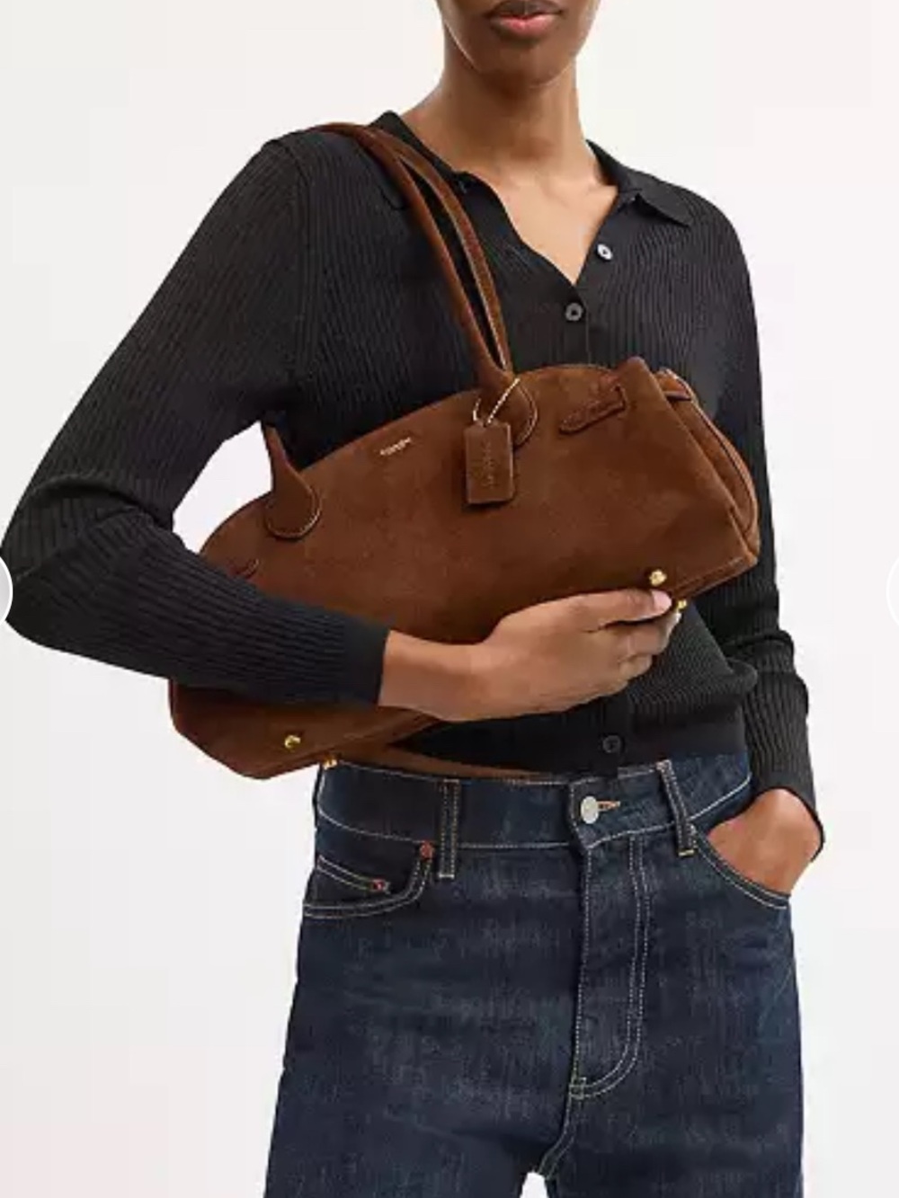 NWTšCoach Empire Suede Carryall Shoulder Bag 34 Warm Brown CBN41 Fall Vintage - Picture 11 of 11